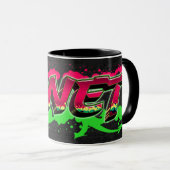 Janet prénom Graffiti red Tasse verte (Devant droit)