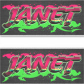 Janet Vorname Name Graffiti Aufkleber Sticker (Voorkant)