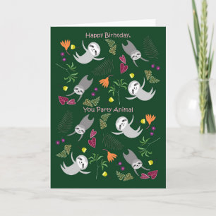 Jangle Sloth Dance Party Animal Funny Birthday Kaart