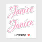 Janice Decoratieve Naam in Roze x2 Sticker (Vel)