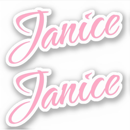 Janice Decoratieve Naam in Roze x2 Sticker (Voorkant)