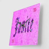 Janice Girls Name Logo, Vierkante Klok (Hoek)