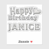 Janice Happy Birthday Autocollants (Feuille)