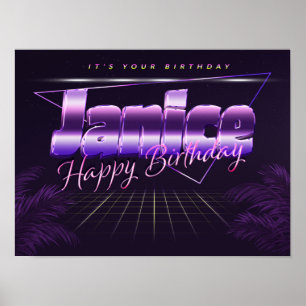 Janice Name Vorname retro Poster Geburtstag