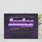 Janice Nom Prénom lila retro Carte Anniversaire (Debout devant)