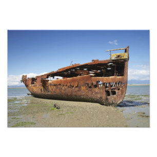 Janie Seddon-scheepswrak, Motueka, Nelson Foto Afdruk