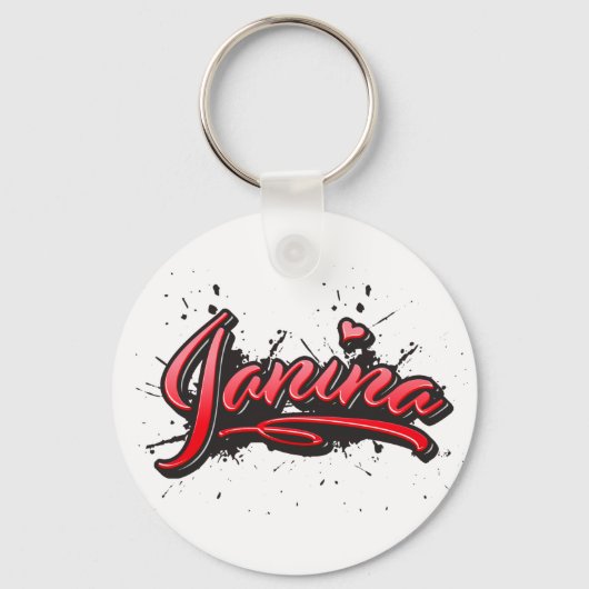 Janina red Heart Graffiti Schlüsselanhänger Sleutelhanger (Voorkant)