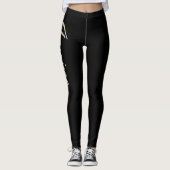 Janina white gold Handwriting Hose Leggings (Voorkant)