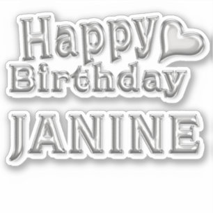 Janine Happy Birthday Autocollant Autocollant