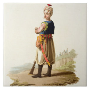 Janissary uit 'Costumes of the Various Nations', Tegeltje