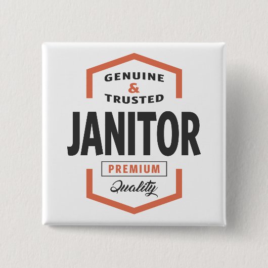 Janitor Logo Gift Ideeën. Vierkante Button 5,1 Cm (Voorkant)