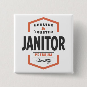 Janitor Logo Gift Ideeën. Vierkante Button 5,1 Cm