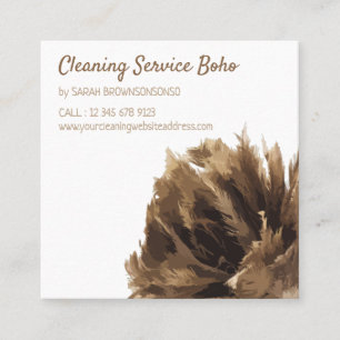 Janitorial Cleaning Service maid hand broom Vierkante Visitekaartje