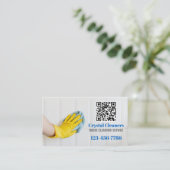 Janitorial Schoonmaak Diensten QR Code Visitekaartje (Staand voorkant)