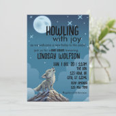 Jankelend van blijdschap, Wolf baby shower Kaart (Staand voorkant)