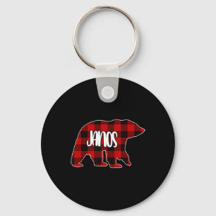 Janos Beer Custom Red Buffalo Plaid Christmas Paja Sleutelhanger