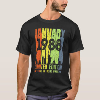 januari 1988 34 jaar Geweldige T-shirt