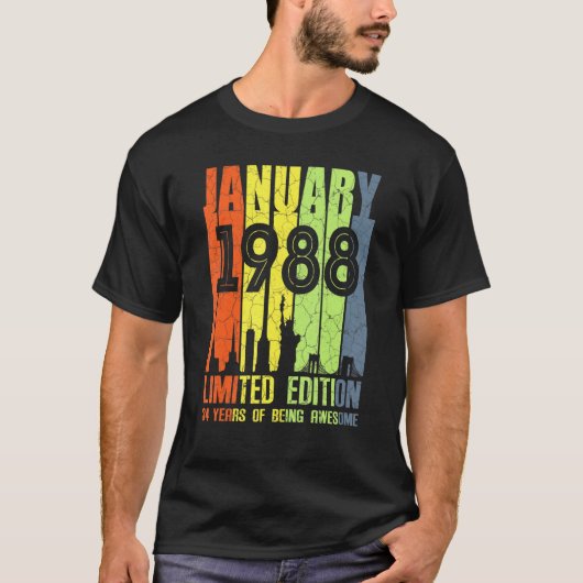 januari 1988 34 jaar Geweldige T-shirt (Voorkant)