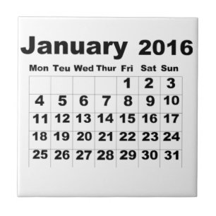 Januari 2016 Kalender Tegeltje