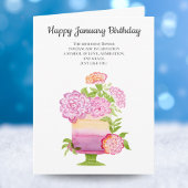 Januari Anjer Verjaardag Bloemen op Taart Kaart
