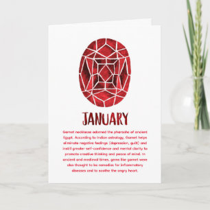 Januari Birthstone Garnet Birthday Waterverf Kaart