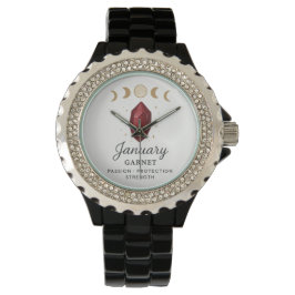 Januari Birthstone Horloge – Granaat Crystal Desig