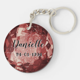 Januari Birthstone Keyring met naam Sleutelhanger