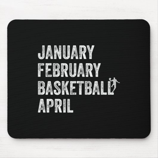 Januari Februari Basketbal April Fun Basketbal T Muismat (Voorkant)