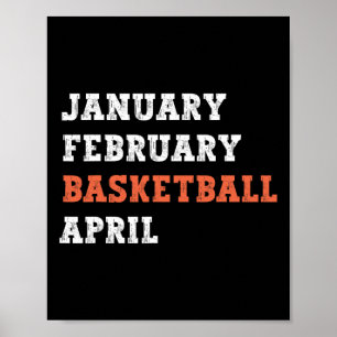 Januari Februari Basketbal April Fun Retr Poster