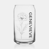 Januari Geboorte Bloem Anjer met Aangepaste Naam Blikvorm Glas (Voorkant)