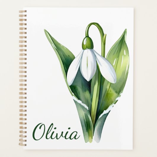 Januari geboorte bloem geschenk Witte sneeuwklokbl Planner (Voorkant)