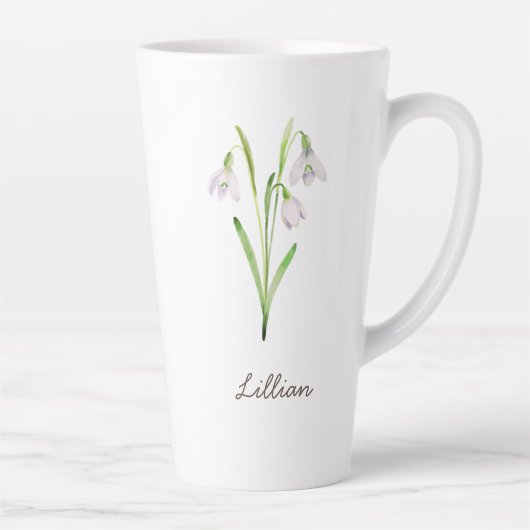 Januari Geboorte Maand Bloem Sneeuwdrop Latte Mok (Rechts)