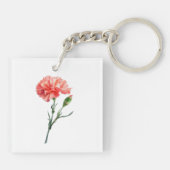 Januari Geboorte Maand Bloemanjer Sleutelhanger (Achterkant)