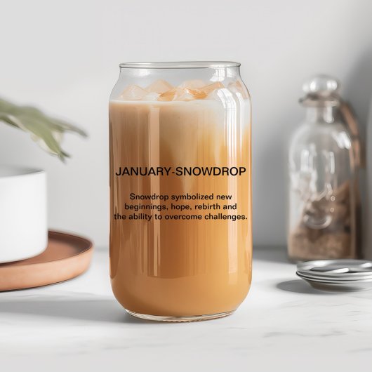 Januari Geboortebloem Sneeuwklokje met Aangepaste Blikvorm Glas