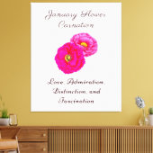 Januari Geboortemaand Bloem Anjer Elegante Flora Canvas Afdruk (Insitu (Woonkamer))