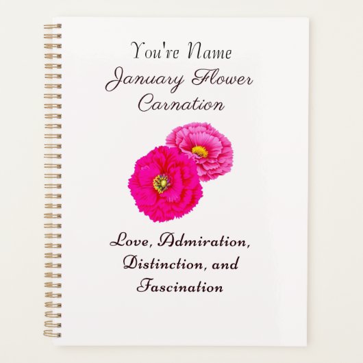 Januari Geboortemaand Bloem Anjer Elegante Flora Planner (Voorkant)