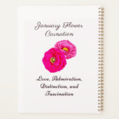 Januari Geboortemaand Bloem Anjer Elegante Flora Planner (Achterkant)