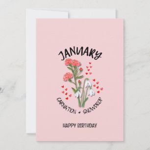 JANUARI Geboortemaand Bloem Verjaardag Kaart