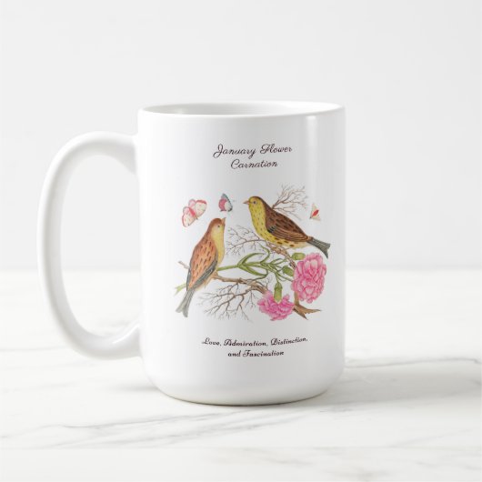 Januari Geboortemaand Bloem Verjaardagscadeau Koffiemok (Links)