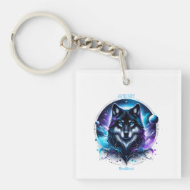 Januari Geboortemaand Spirit Animal Wolf Sleutelhanger