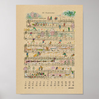 Januari Gelukkige Notities Kalender 2022 Poster