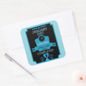 Januari gewichtsverlies gefeliciteerd vierkante sticker (Envelop)