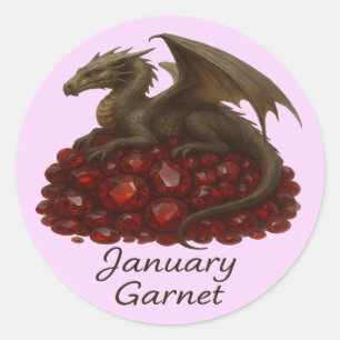 Januari Granaat – Dragon & Edelsteen Ronde Sticker