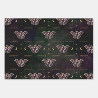 Januari Granaat Moth Happy Birthday Wrapping Paper