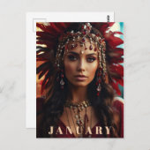 *~* JANUARI Hoofdadres GARNET AP53 Boho Briefkaart (Voorkant / Achterkant)