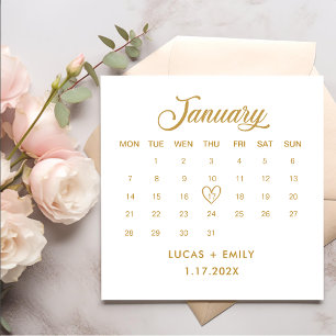 Januari Kalendar Gouden Trouwdag Servet