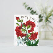 Januari Maand Sneeuwklokje Anjer Fancy Briefkaart (Staand voorkant)