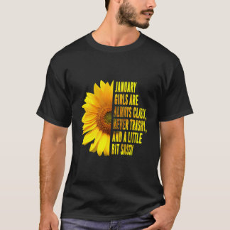 Januari Meisjes Verjaardag Schattige Sassy Sunflow T-shirt