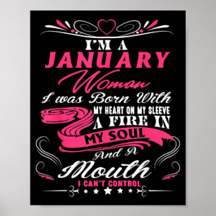 Januari Meisjes Vuur In Ziel Grappige Verjaardagsq Poster