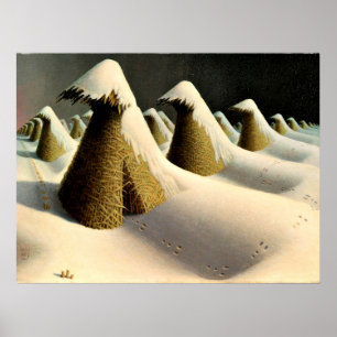 Januari, mooie kunst van Grant Wood Poster